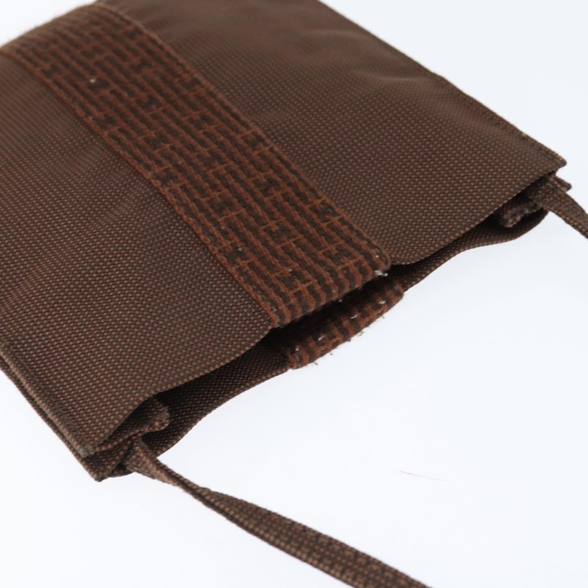HERMES Pochette Her Line MM Shoulder Bag Canvas Brown Auth 150447