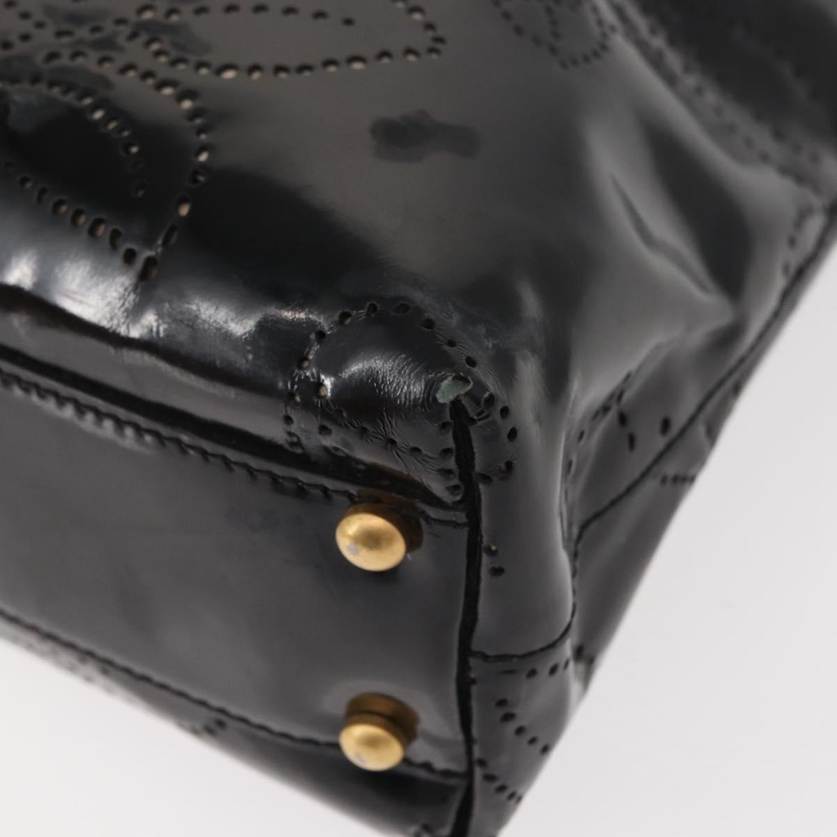 CHANEL Tote Bag Patent leather Black Gold CC Auth 150456