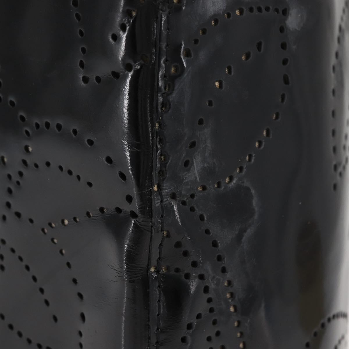 CHANEL Tote Bag Patent leather Black Gold CC Auth 150456