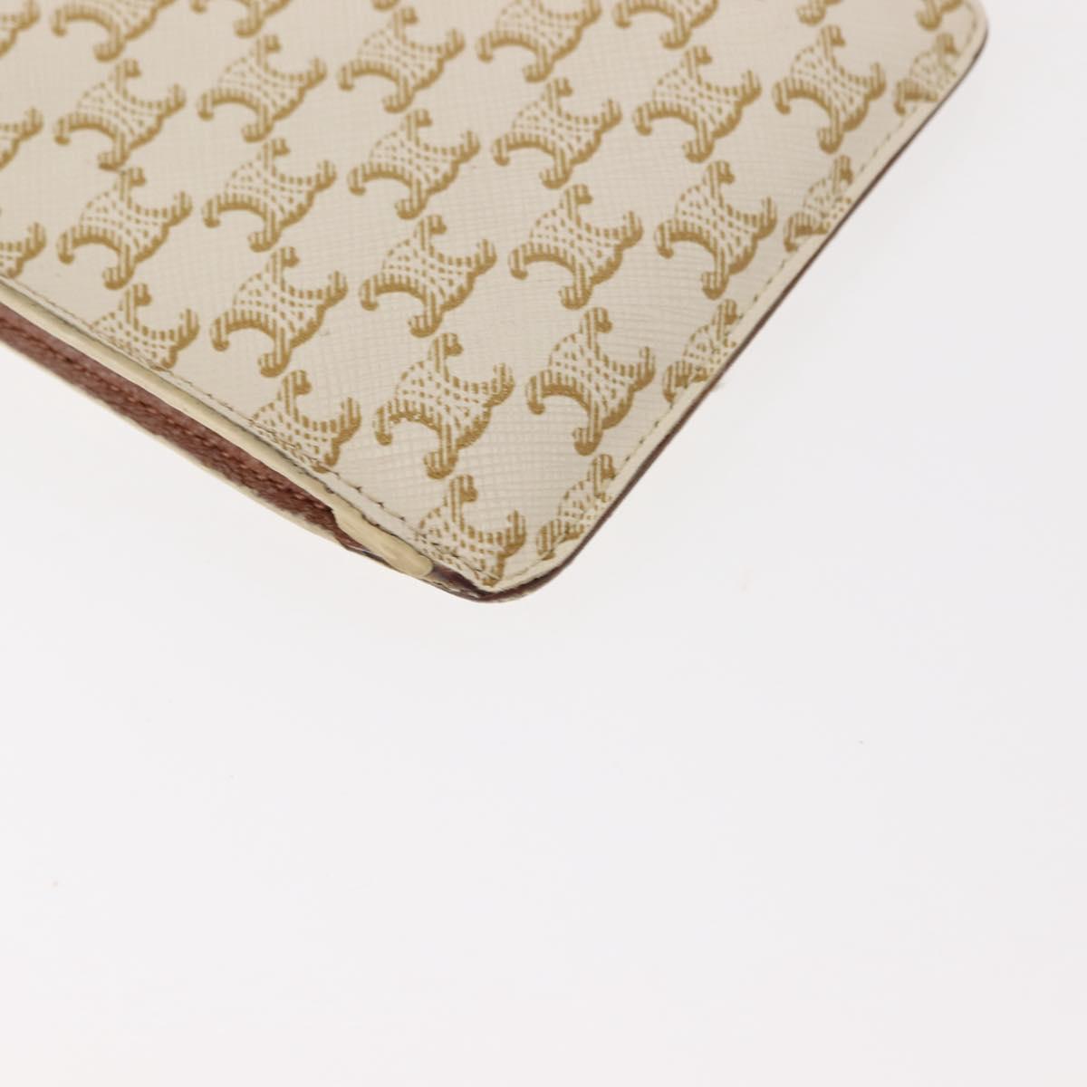 CELINE Triomphe Macadam Canvas Phone Pouch PVC Beige Auth 150473