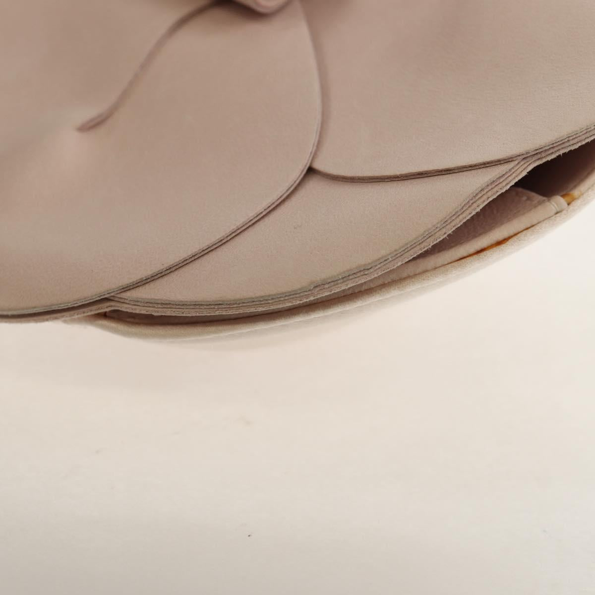 CHANEL Chain Camelia Shoulder Bag Satin Pink Gold CC Auth 150477V