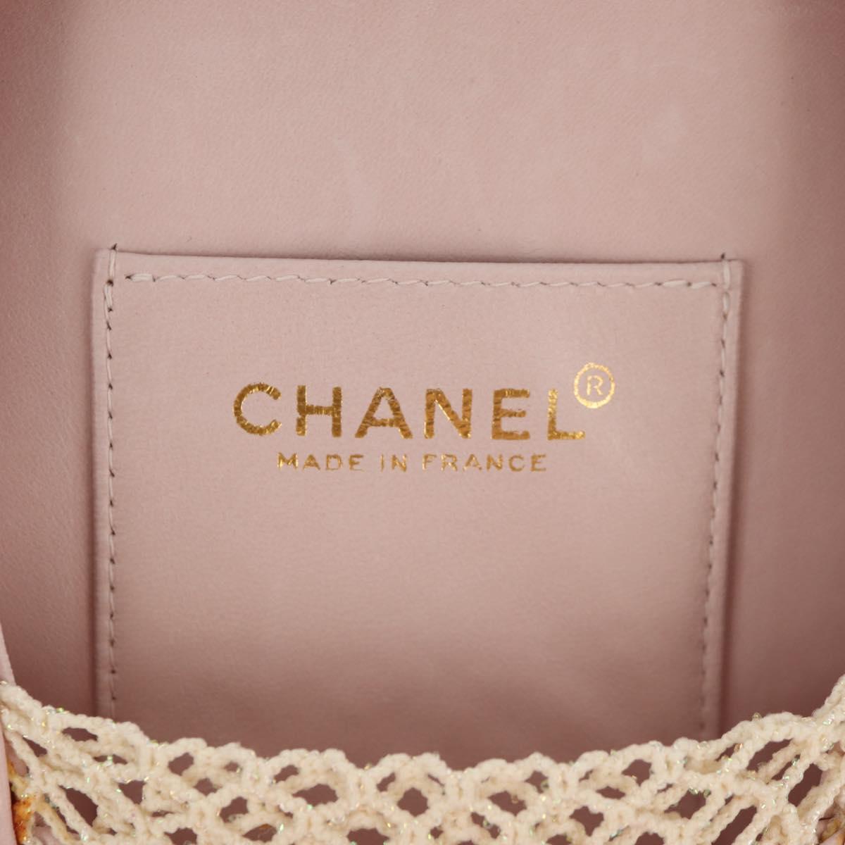 CHANEL Chain Camelia Shoulder Bag Satin Pink Gold CC Auth 150477V