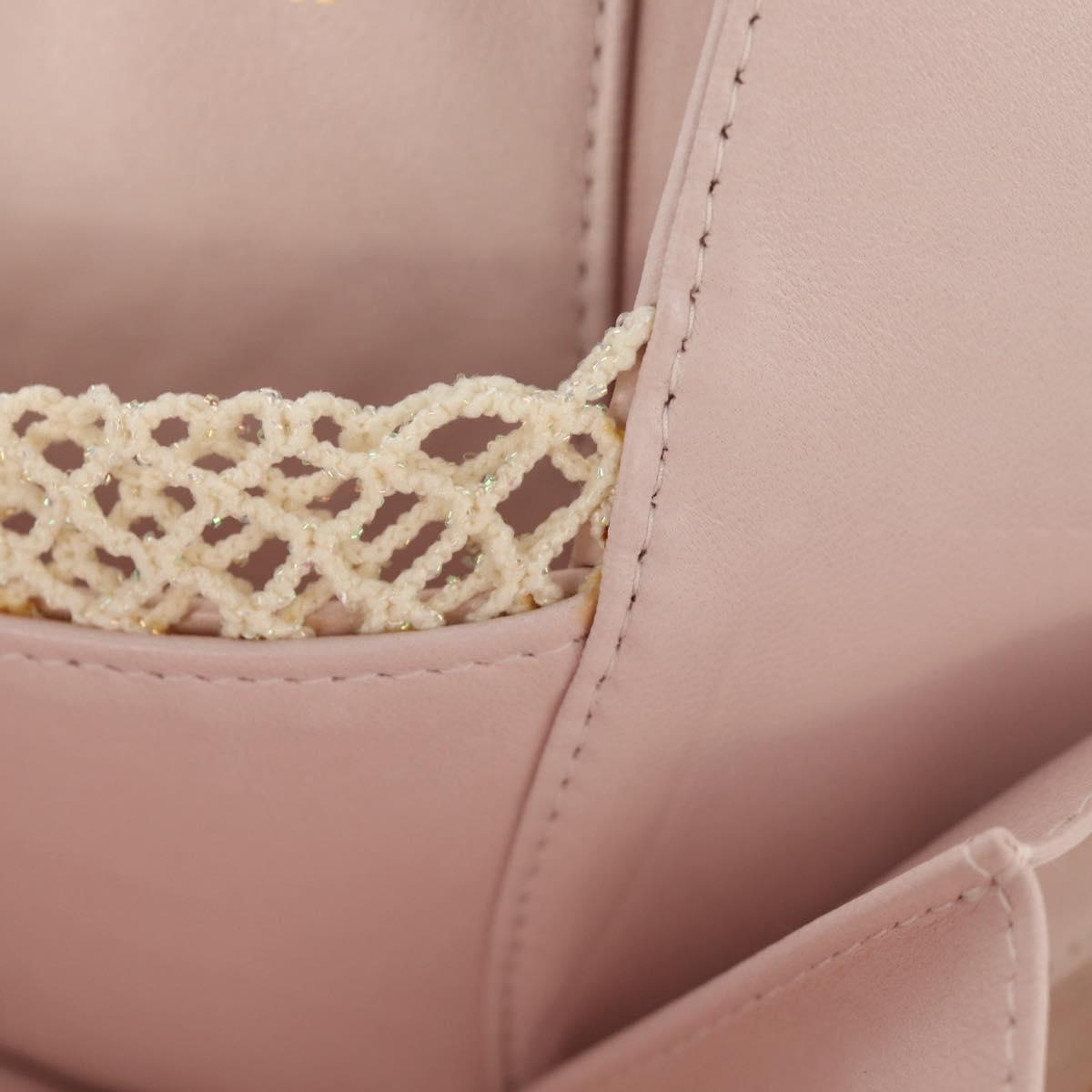 CHANEL Chain Camelia Shoulder Bag Satin Pink Gold CC Auth 150477V