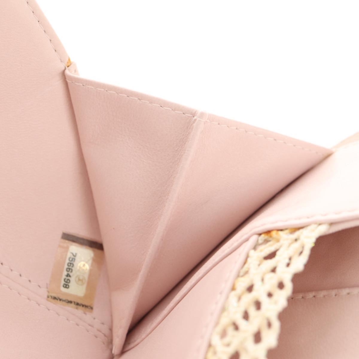 CHANEL Chain Camelia Shoulder Bag Satin Pink Gold CC Auth 150477V