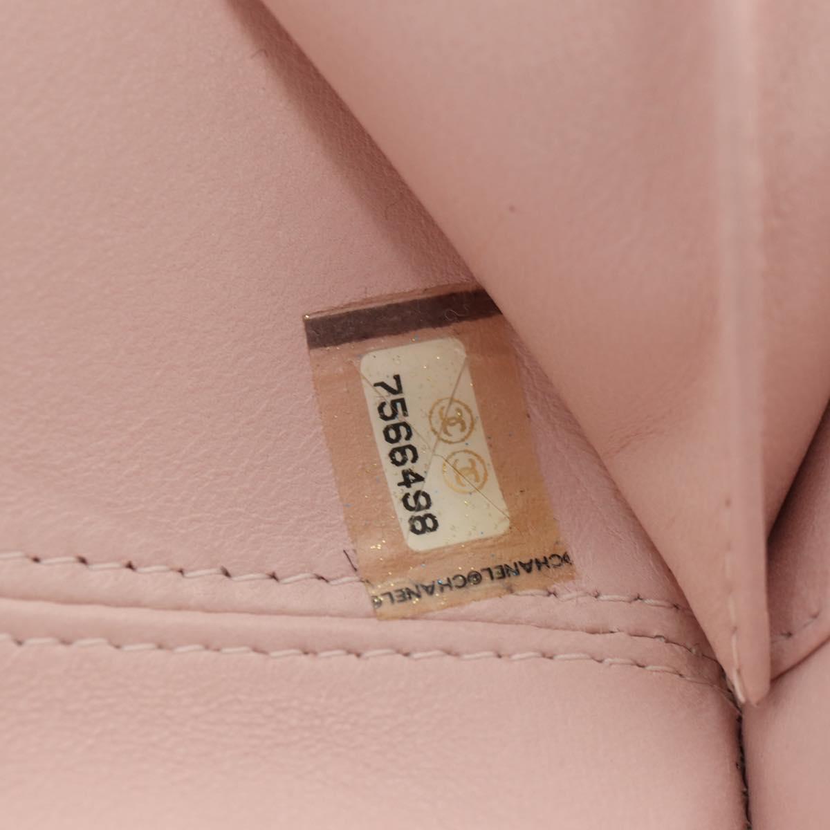 CHANEL Chain Camelia Shoulder Bag Satin Pink Gold CC Auth 150477V