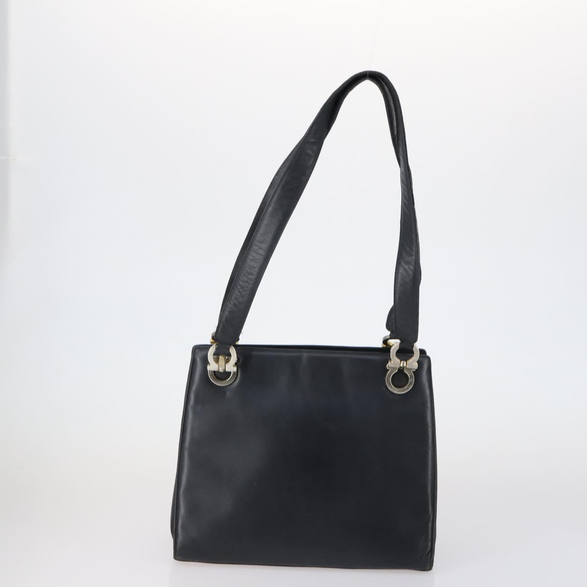 Salvatore Ferragamo Celine Hand Bag Nylon Leather 2 Set Black Auth 150480