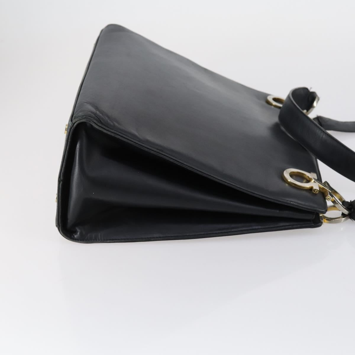 Salvatore Ferragamo Celine Hand Bag Nylon Leather 2 Set Black Auth 150480