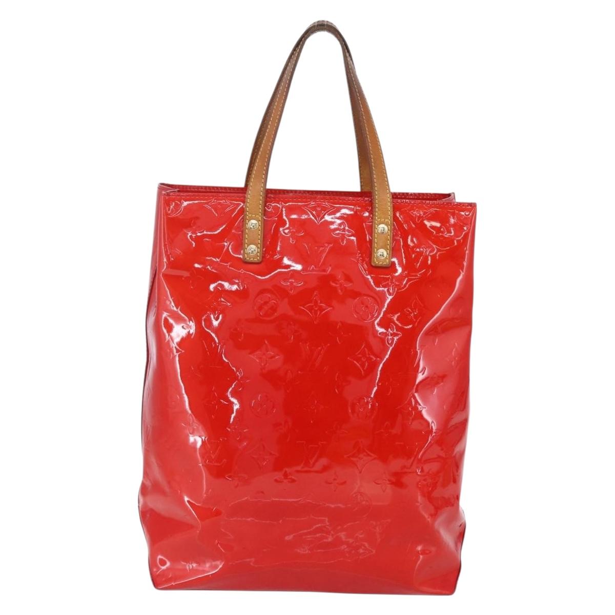 LOUIS VUITTON Monogram Vernis Reade MM Hand Bag Red Rouge M91086 LV Auth 150501