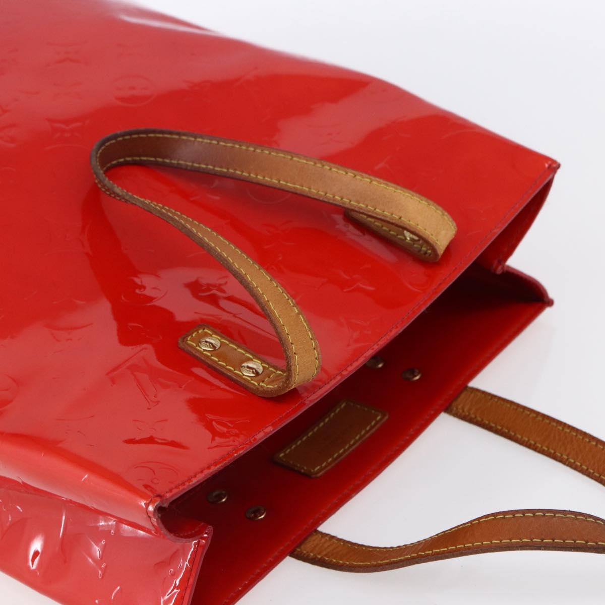LOUIS VUITTON Monogram Vernis Reade MM Hand Bag Red Rouge M91086 LV Auth 150501