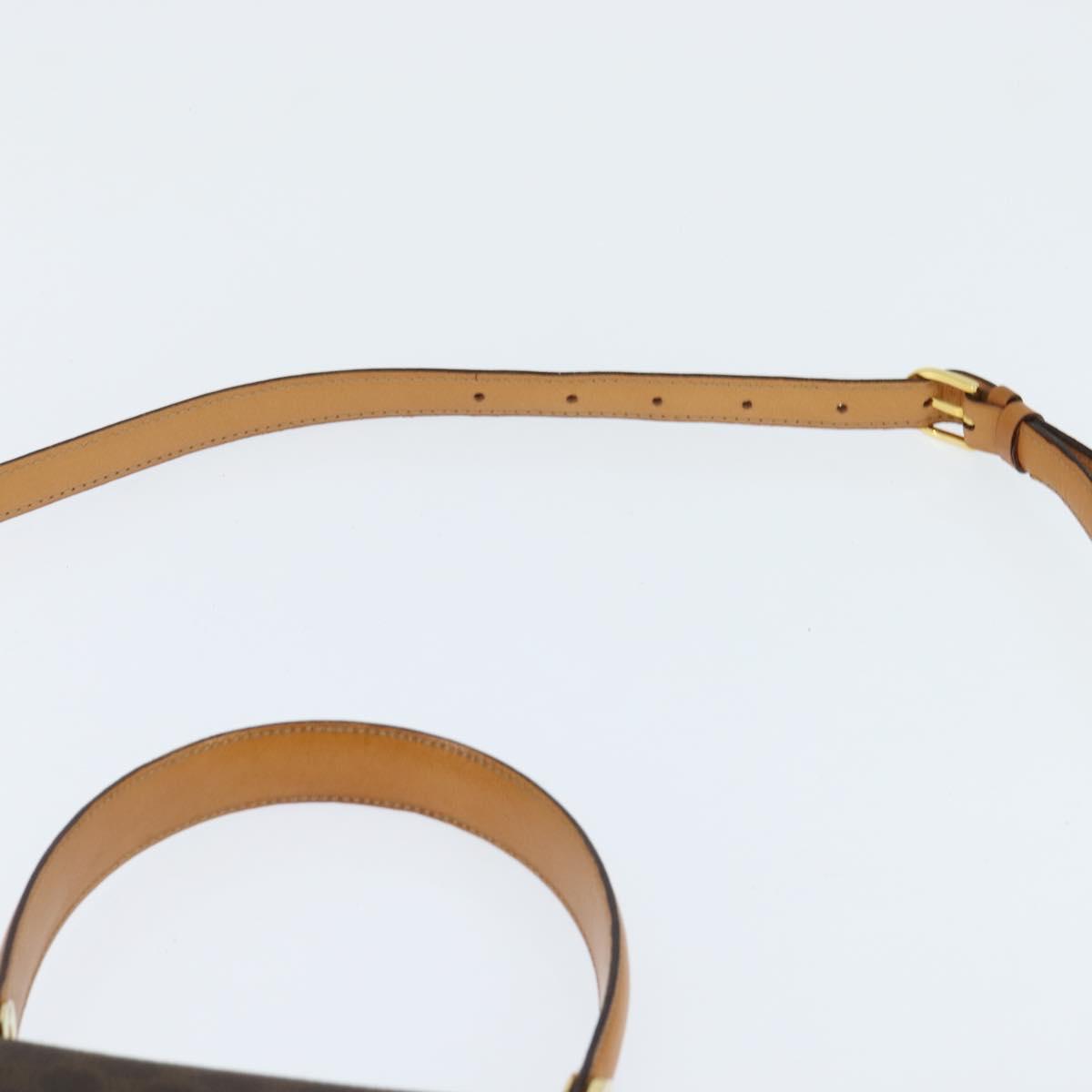 CELINE Macadam Canvas Hand Bag PVC Leather 2way Brown Gold Auth 150512