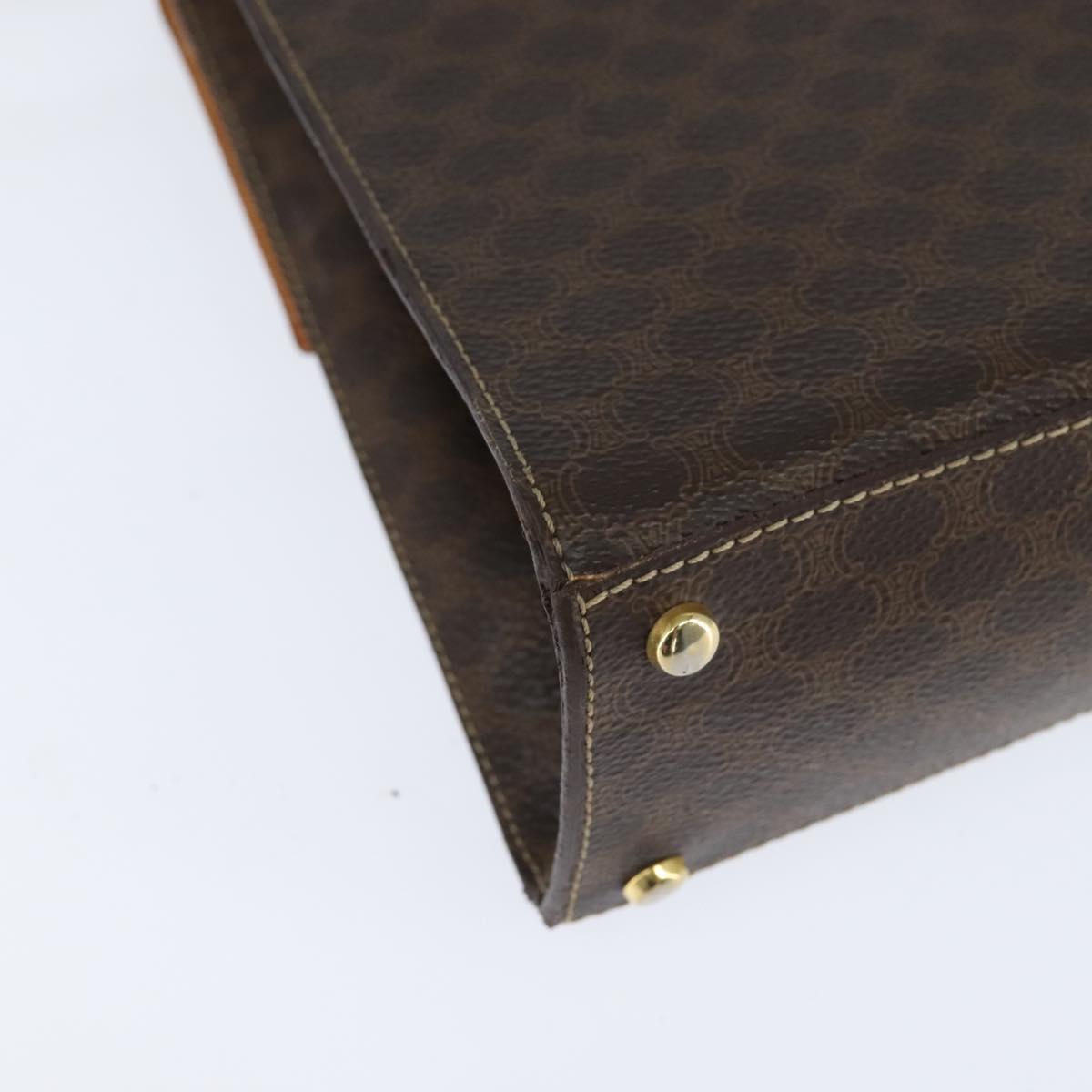 CELINE Macadam Canvas Hand Bag PVC Leather 2way Brown Gold Auth 150512