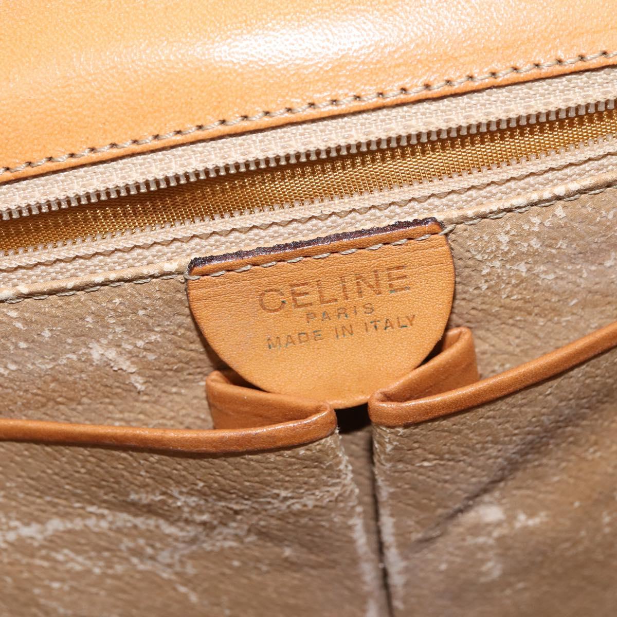 CELINE Macadam Canvas Hand Bag PVC Leather 2way Brown Gold Auth 150512