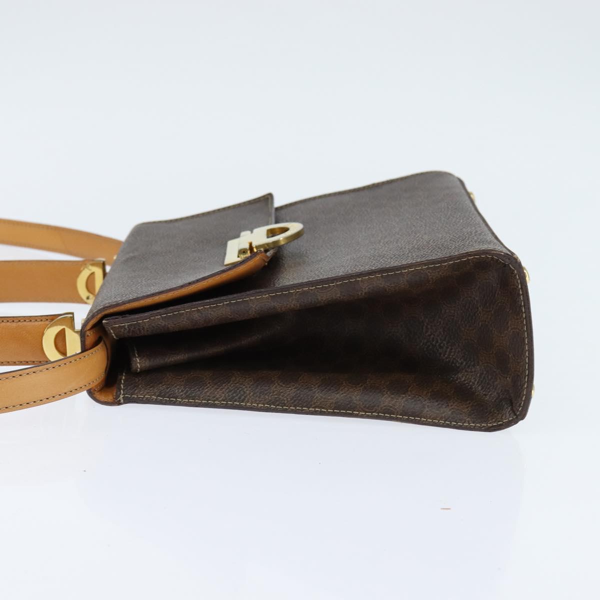 CELINE Macadam Canvas Hand Bag PVC Leather 2way Brown Gold Auth 150512