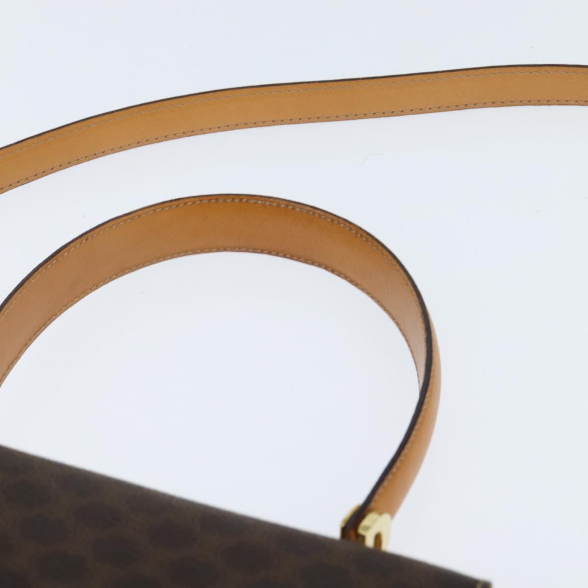 CELINE Macadam Canvas Hand Bag PVC Leather 2way Brown Gold Auth 150512