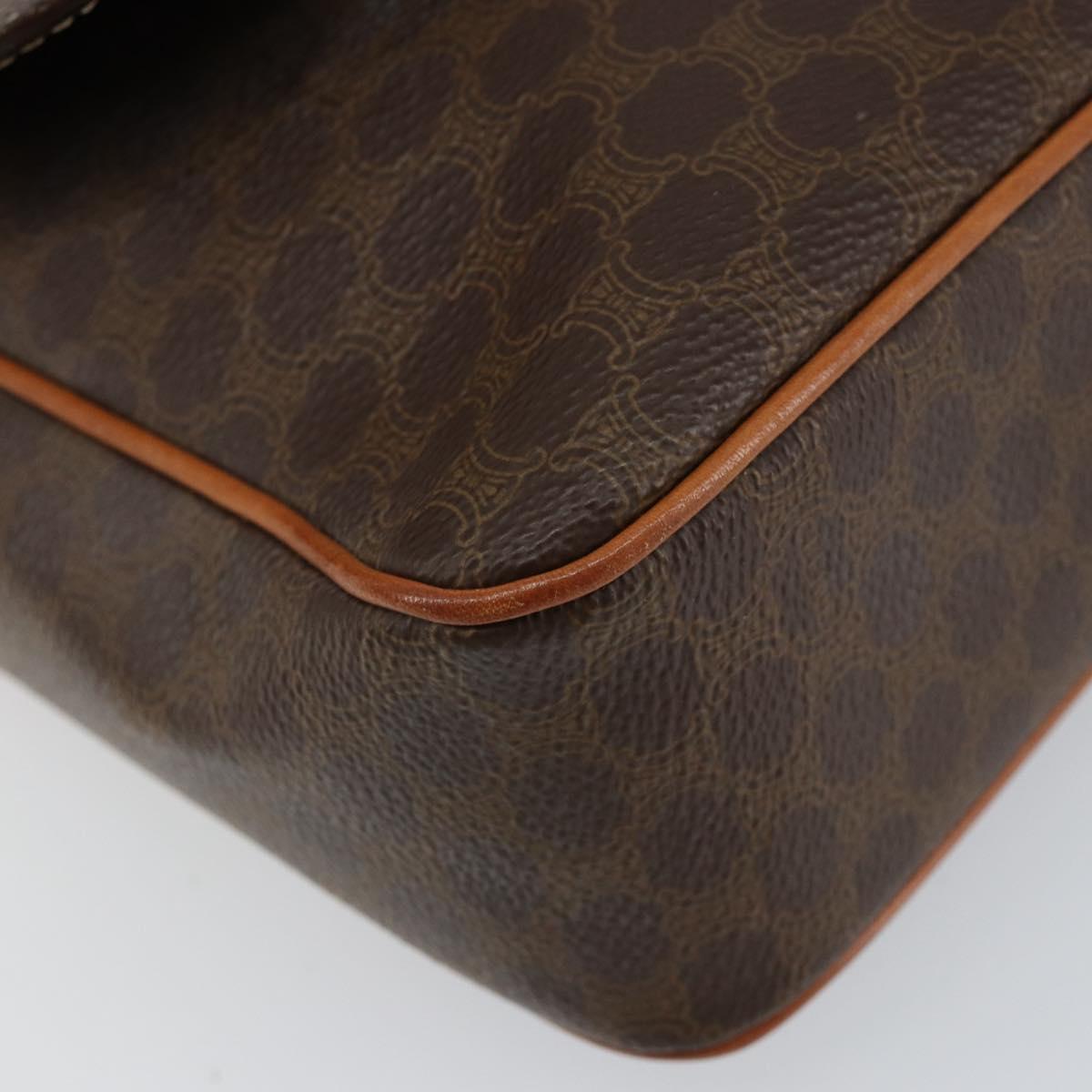 CELINE Macadam Canvas Circle Shoulder Bag PVC Leather Brown Gold Auth 150513