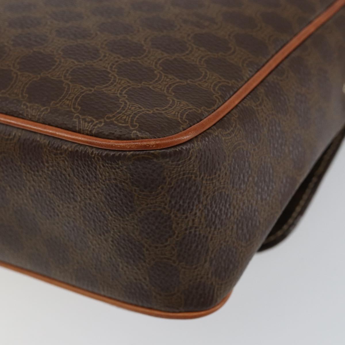 CELINE Macadam Canvas Circle Shoulder Bag PVC Leather Brown Gold Auth 150513