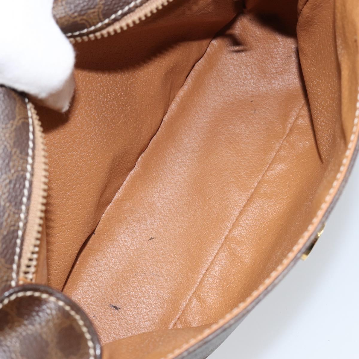 CELINE Macadam Canvas Circle Shoulder Bag PVC Leather Brown Gold Auth 150513