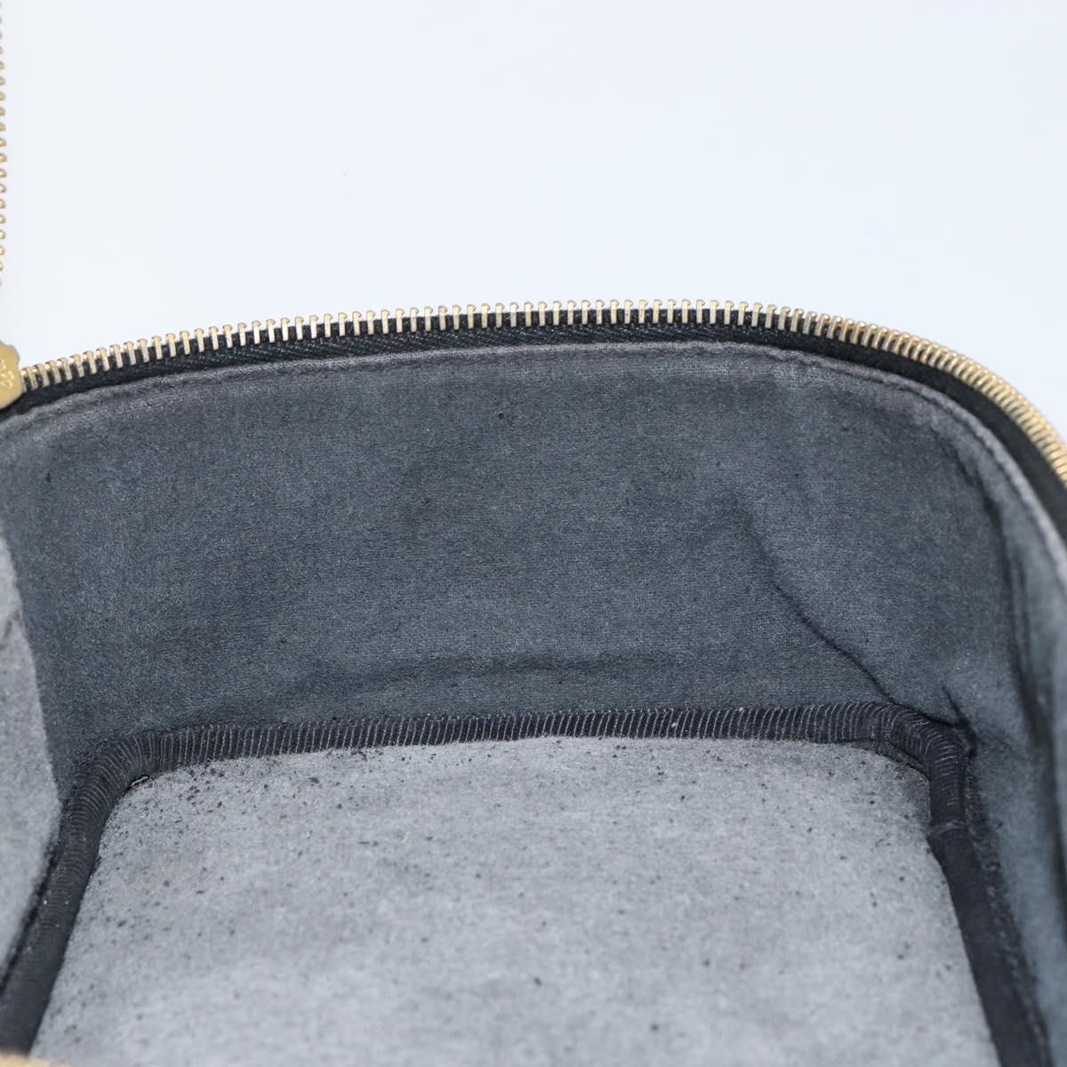 CHANEL Vanity Hand Bag Caviar Skin Black Gold CC Auth 150535