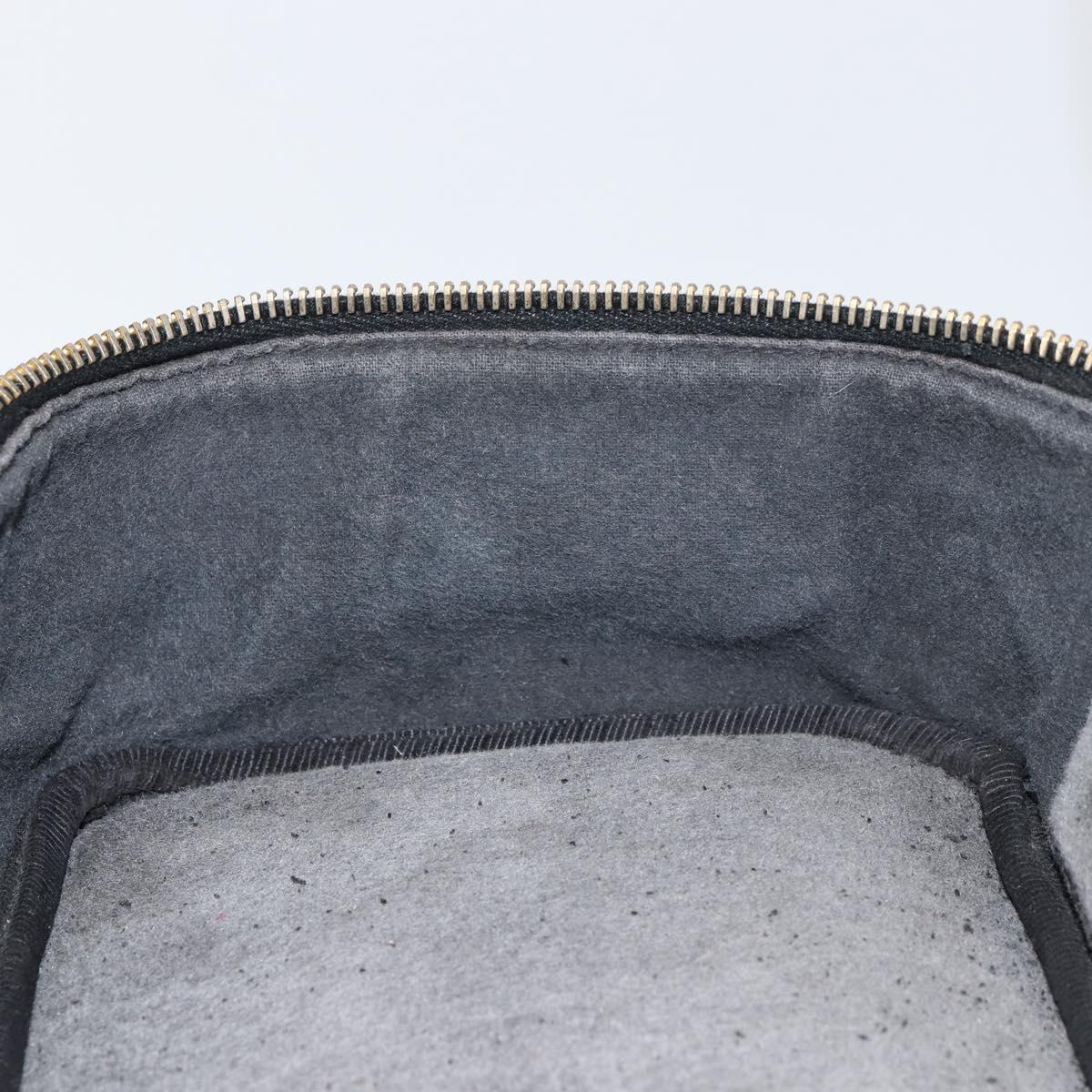 CHANEL Vanity Hand Bag Caviar Skin Black Gold CC Auth 150535