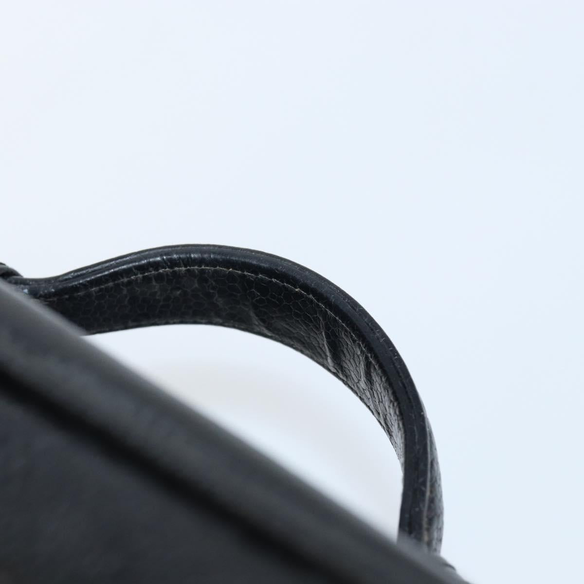 CHANEL Vanity Hand Bag Caviar Skin Black Gold CC Auth 150535