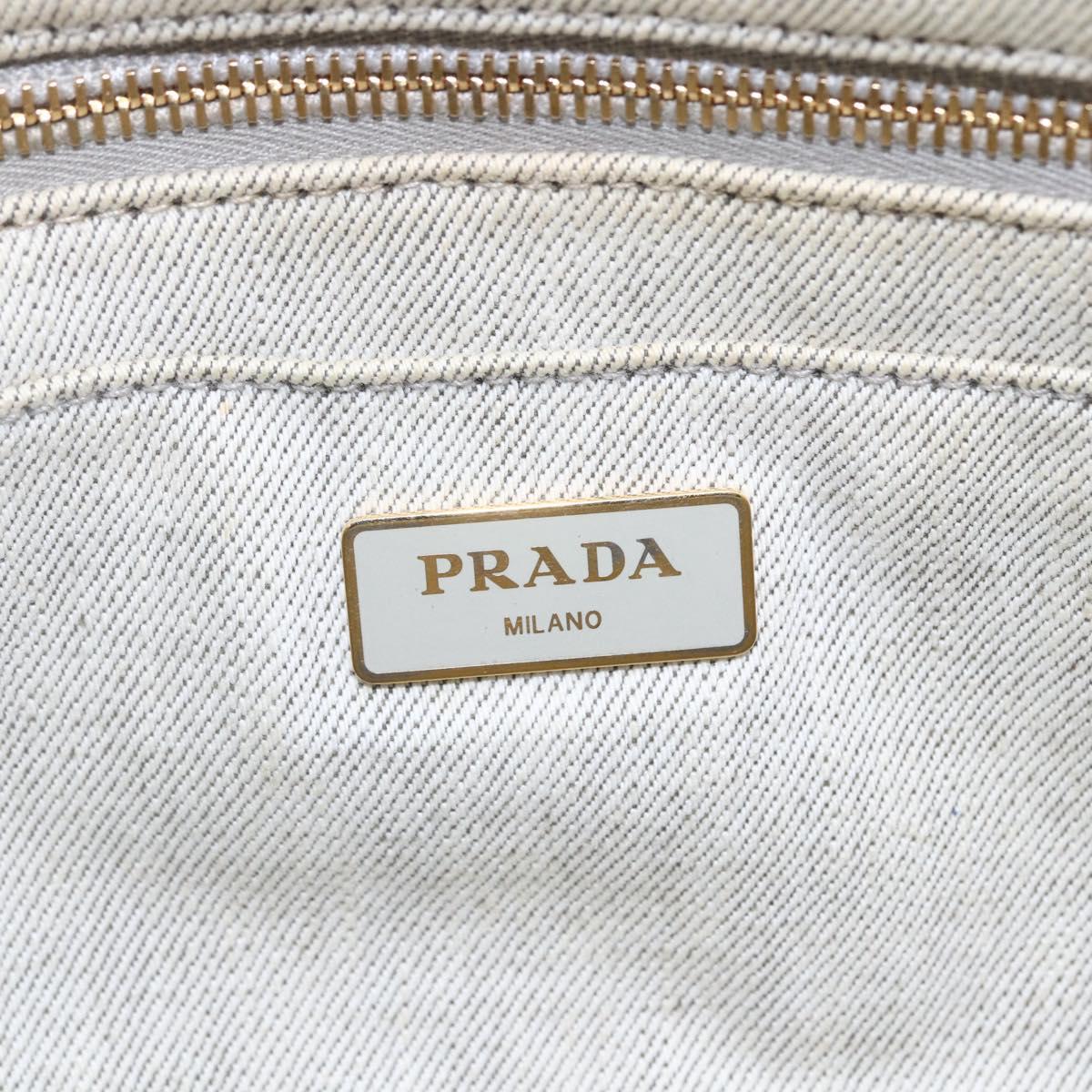 PRADA Canapa PM Hand Bag Canvas Gray Gold Auth 150536