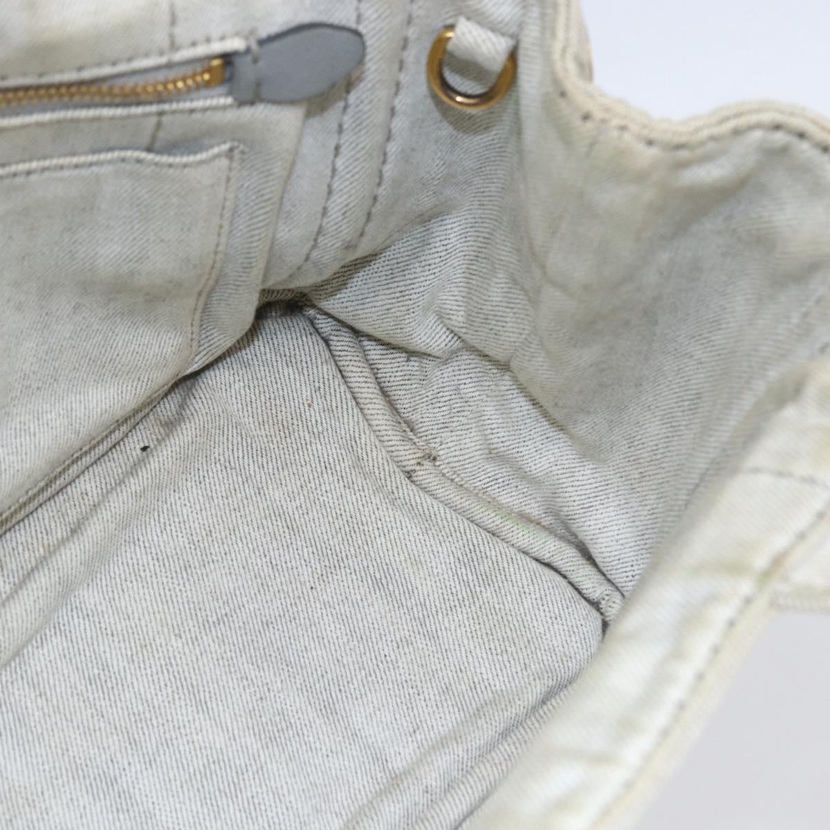 PRADA Canapa PM Hand Bag Canvas Gray Gold Auth 150536