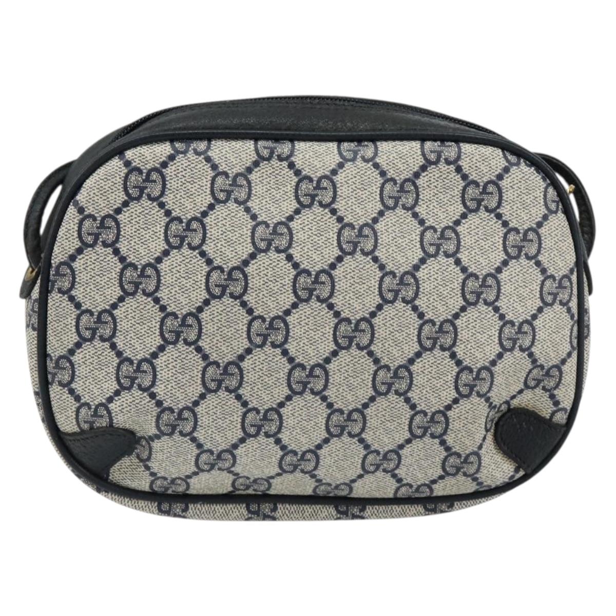 GUCCI GG Supreme Sherry Line Shoulder Bag PVC Navy Red 89 02 066 Auth 150546