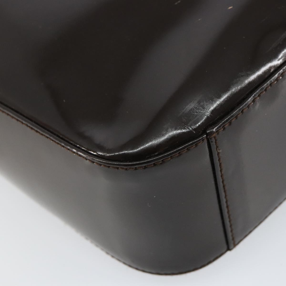 GUCCI Soho Shoulder Bag Patent leather Brown Silver 000 1046 0506 Auth 150547