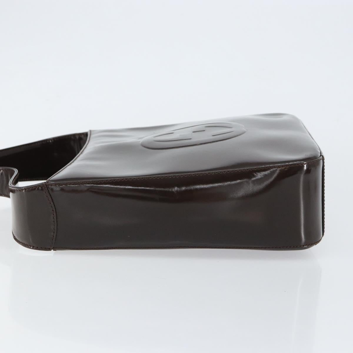 GUCCI Soho Shoulder Bag Patent leather Brown Silver 000 1046 0506 Auth 150547