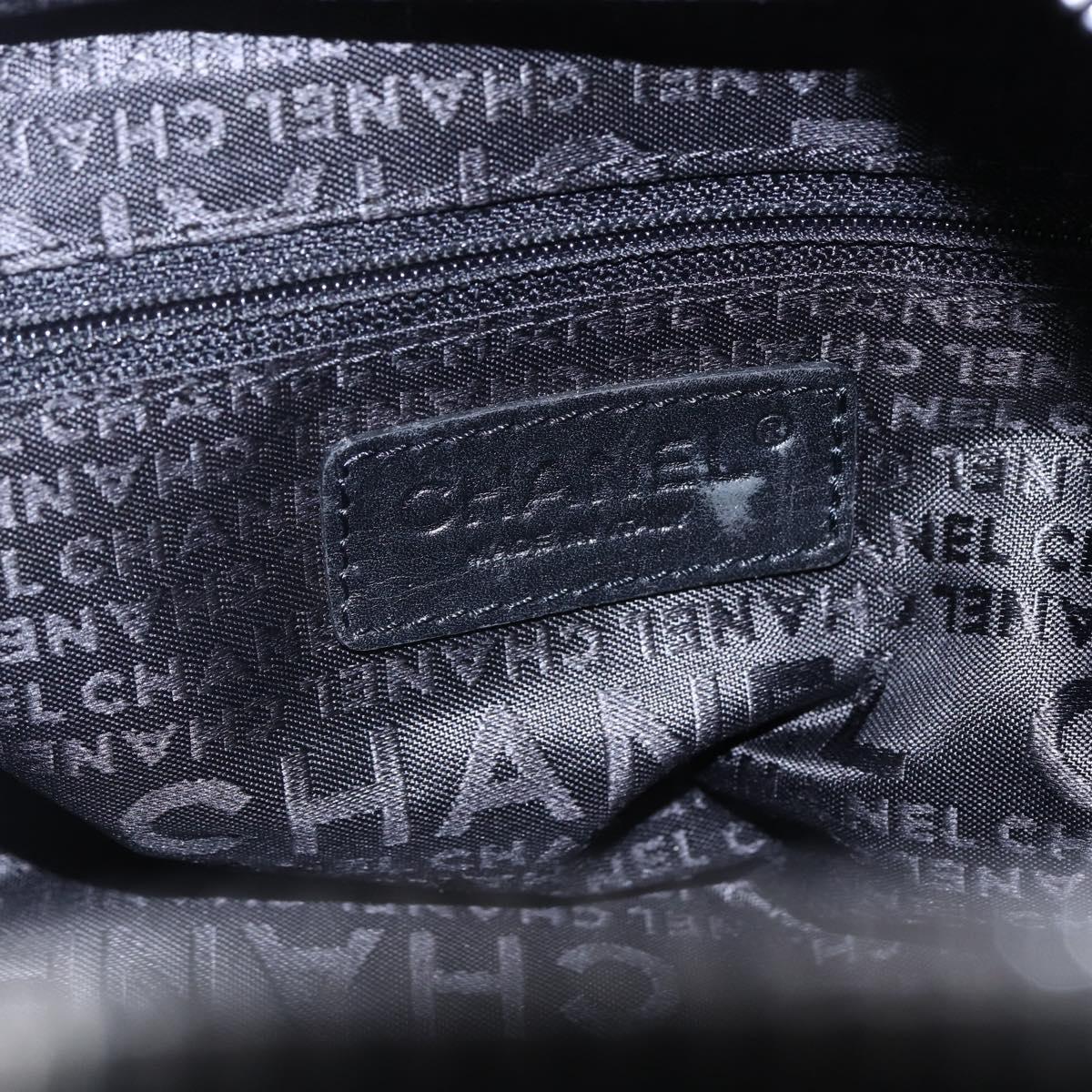CHANEL COCO Mark Hand Bag Cotton Silver Black CC Auth 150550