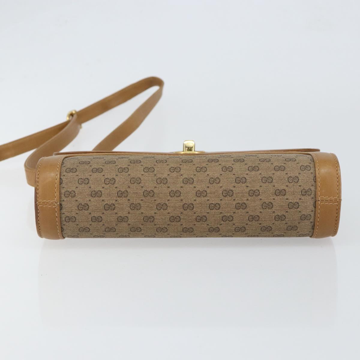 GUCCI Micro GG Supreme Shoulder Bag PVC Beige Gold Auth 150552