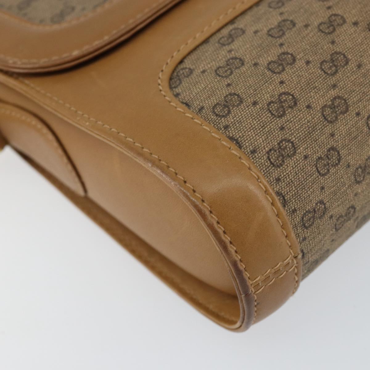 GUCCI Micro GG Supreme Shoulder Bag PVC Beige Gold Auth 150552