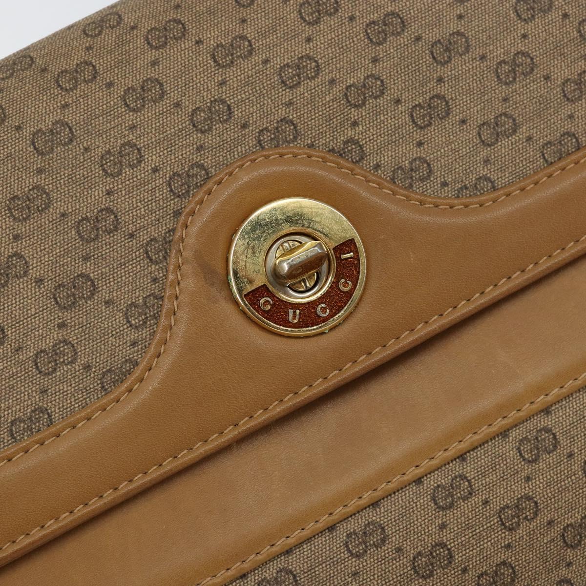 GUCCI Micro GG Supreme Shoulder Bag PVC Beige Gold Auth 150552