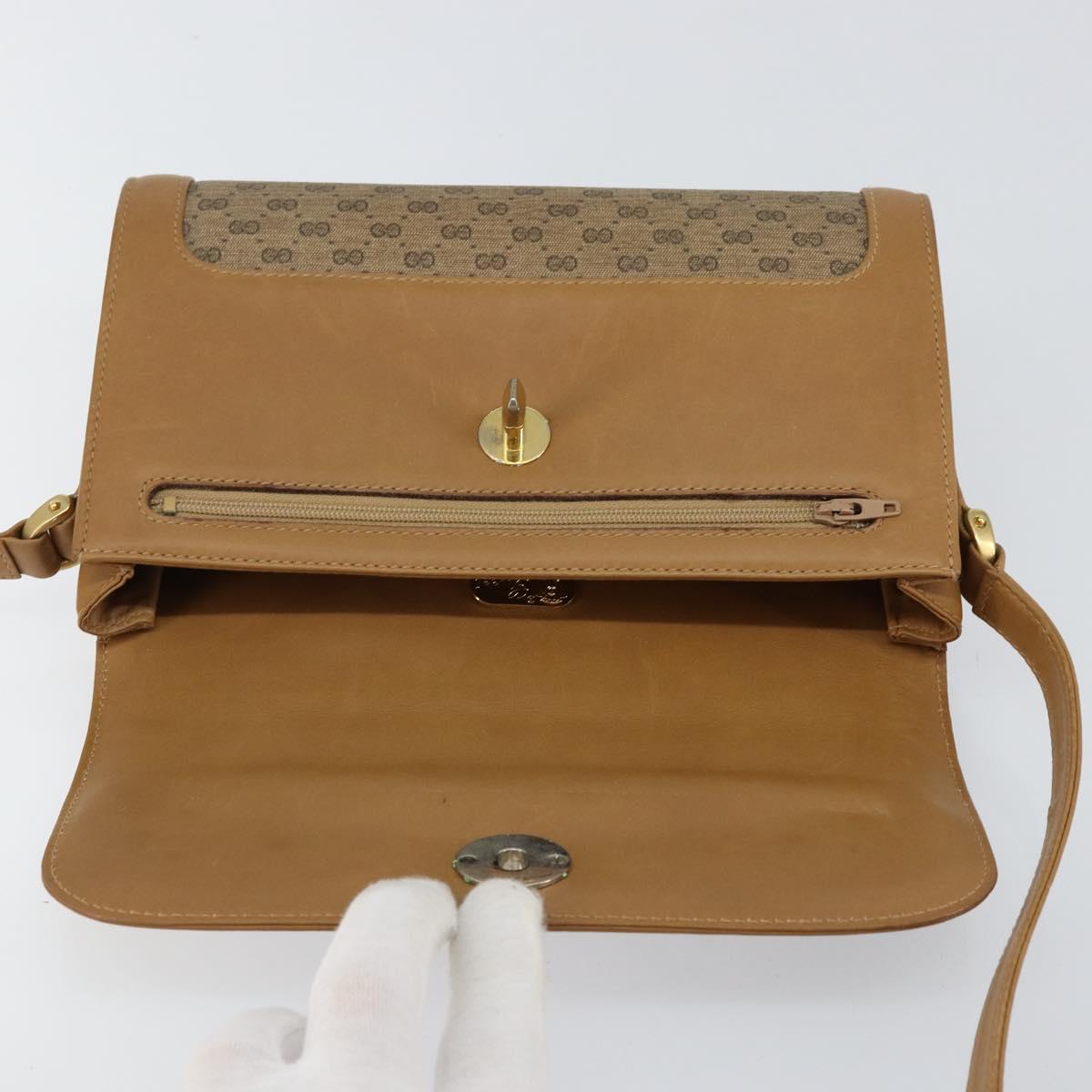 GUCCI Micro GG Supreme Shoulder Bag PVC Beige Gold Auth 150552