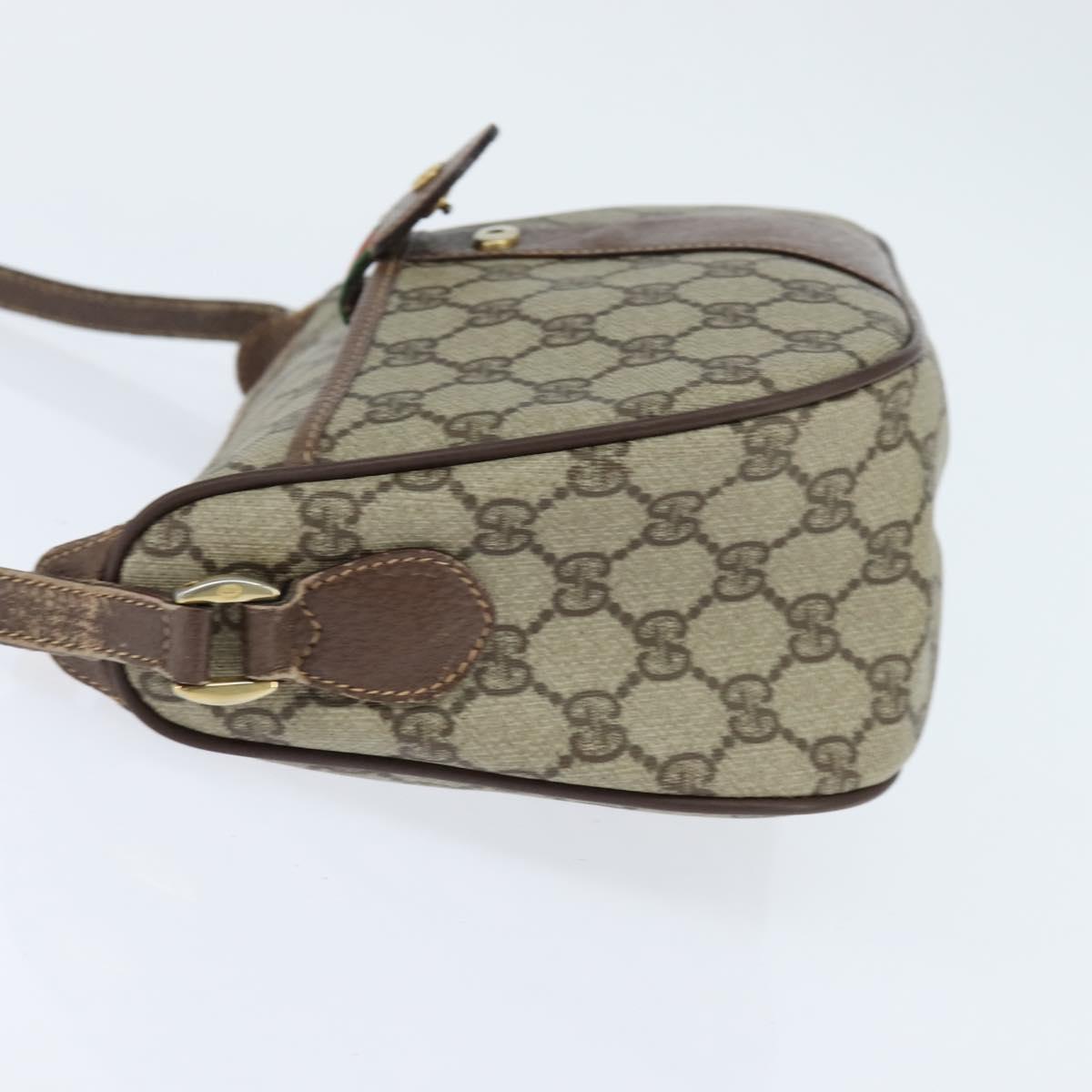 GUCCI GG Supreme Web Sherry Line Bag PVC Beige Gold 001 754 6177 Auth 150554