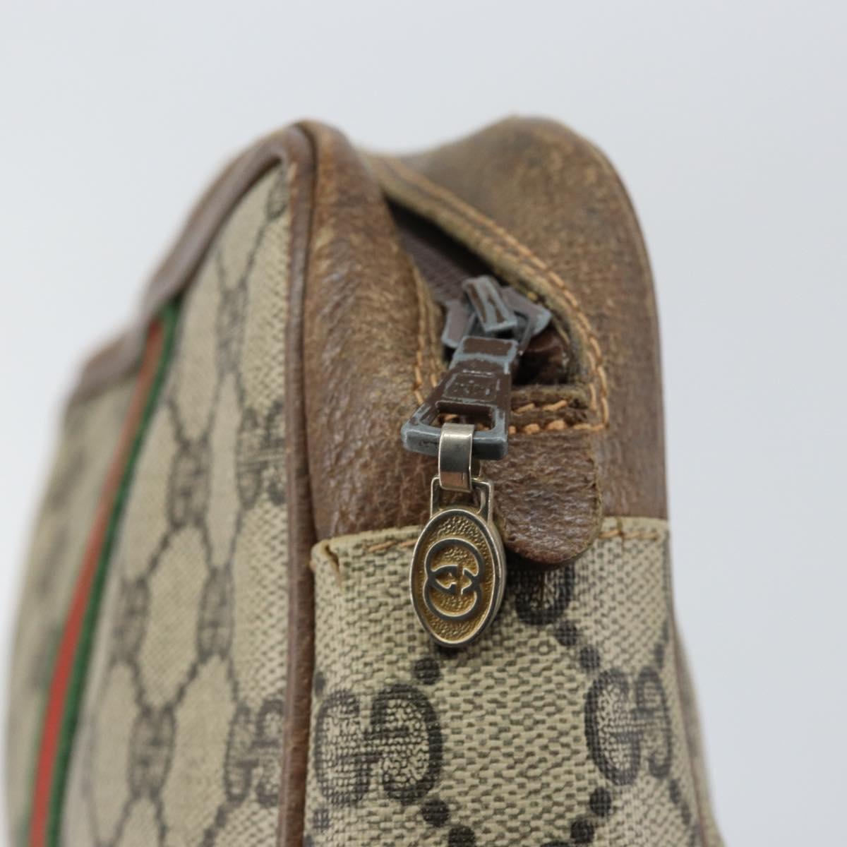 GUCCI GG Supreme Web Sherry Line Clutch Bag PVC Beige 27 004 998 Auth 150555