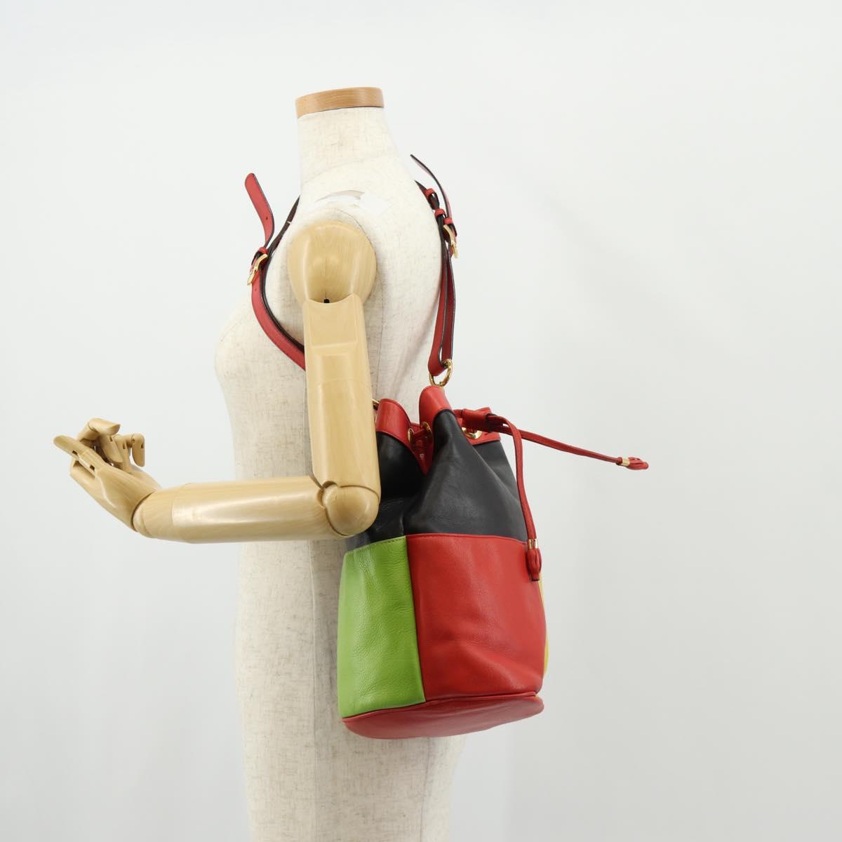 CELINE Shoulder Bag Leather Multicolor Gold Auth 150568