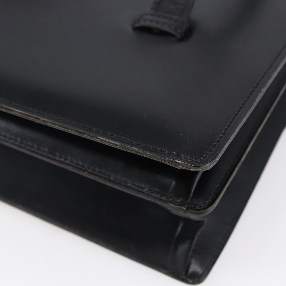 Christian Dior Hand Bag Leather Black Gold Auth 150570