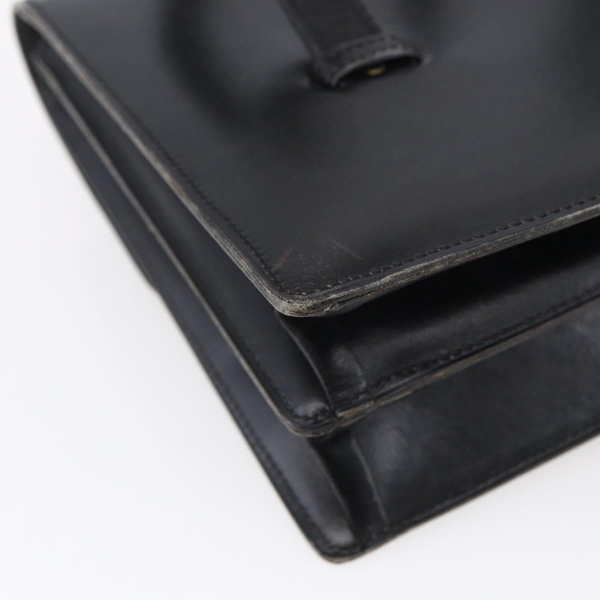 Christian Dior Hand Bag Leather Black Gold Auth 150570