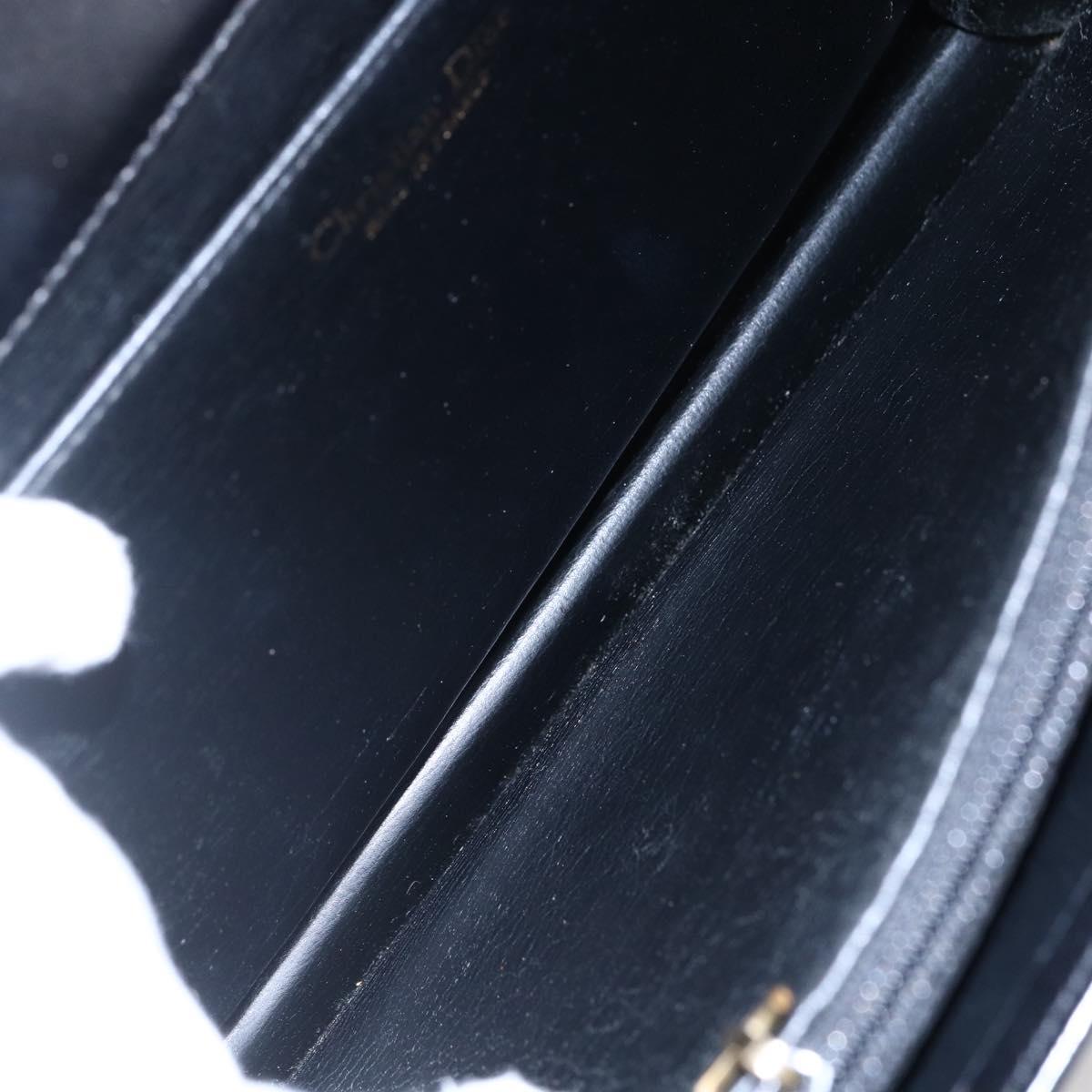Christian Dior Hand Bag Leather Black Gold Auth 150570