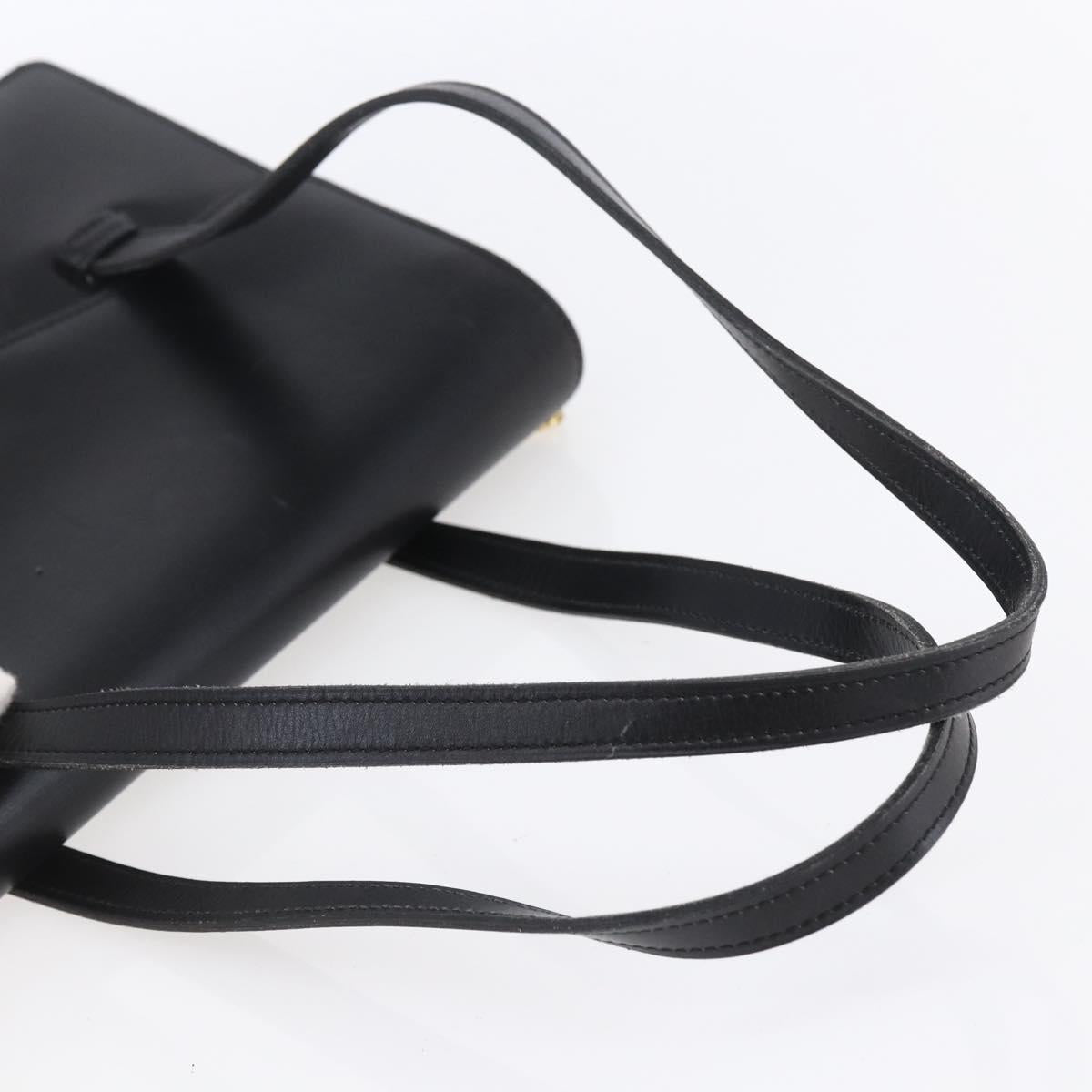 Christian Dior Hand Bag Leather Black Gold Auth 150570