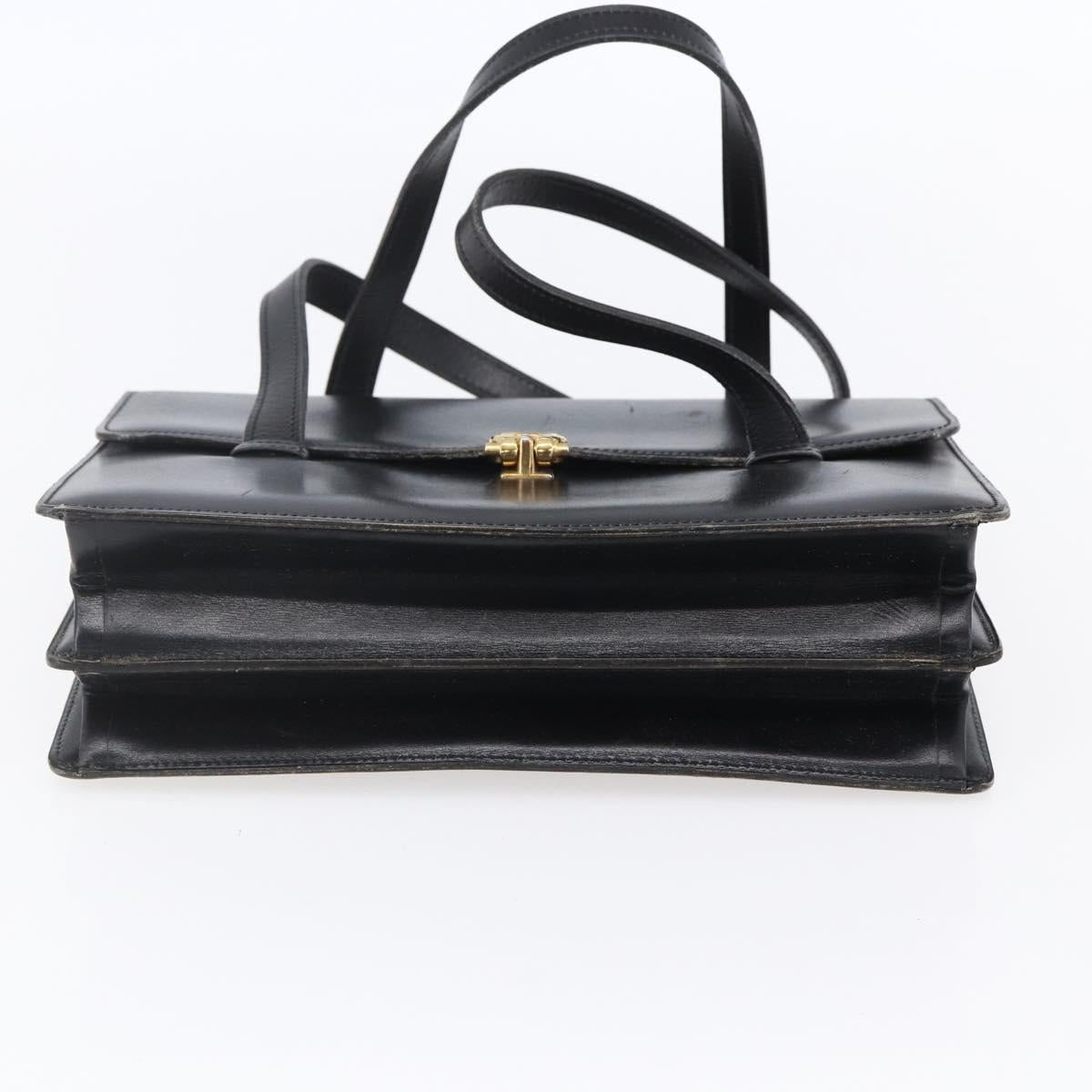 Christian Dior Hand Bag Leather Black Gold Auth 150570