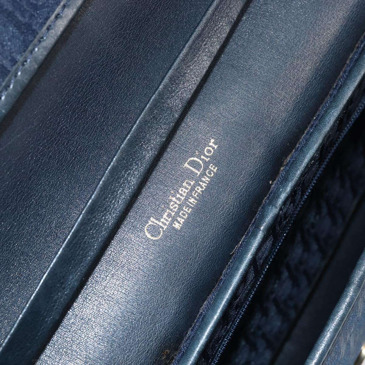 Christian Dior Trotter Canvas Shoulder Bag Navy Gold Auth 150571