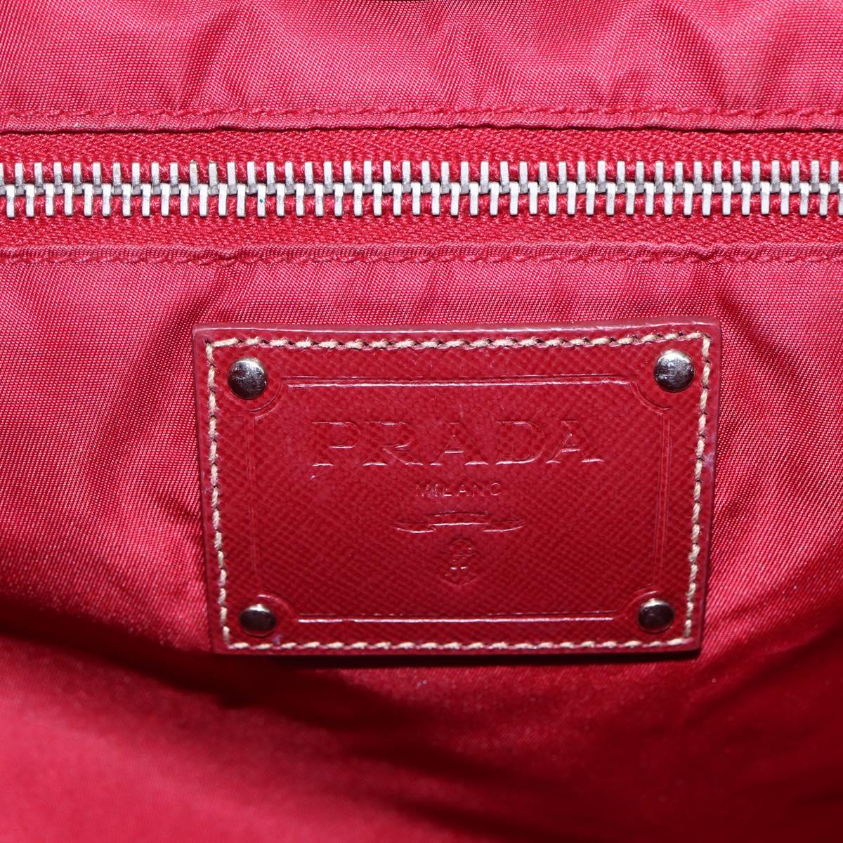 PRADA Tote Bag Nylon Khaki Silver Auth 150572