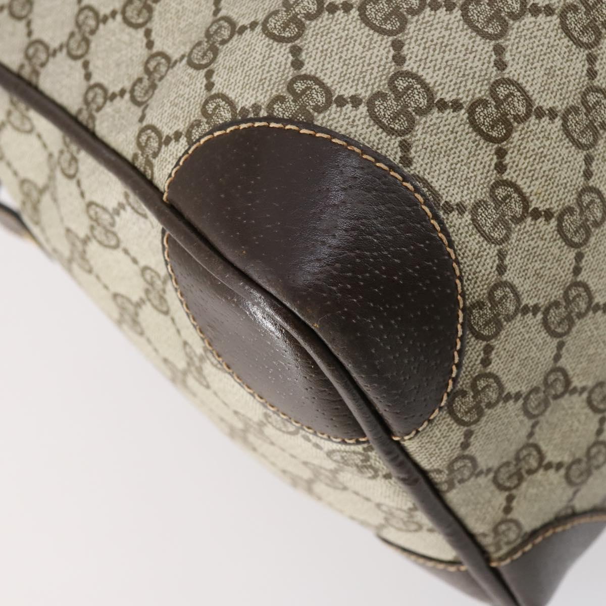 GUCCI GG Supreme Web Sherry Line Boston Bag PVC Beige Gold Auth 150574