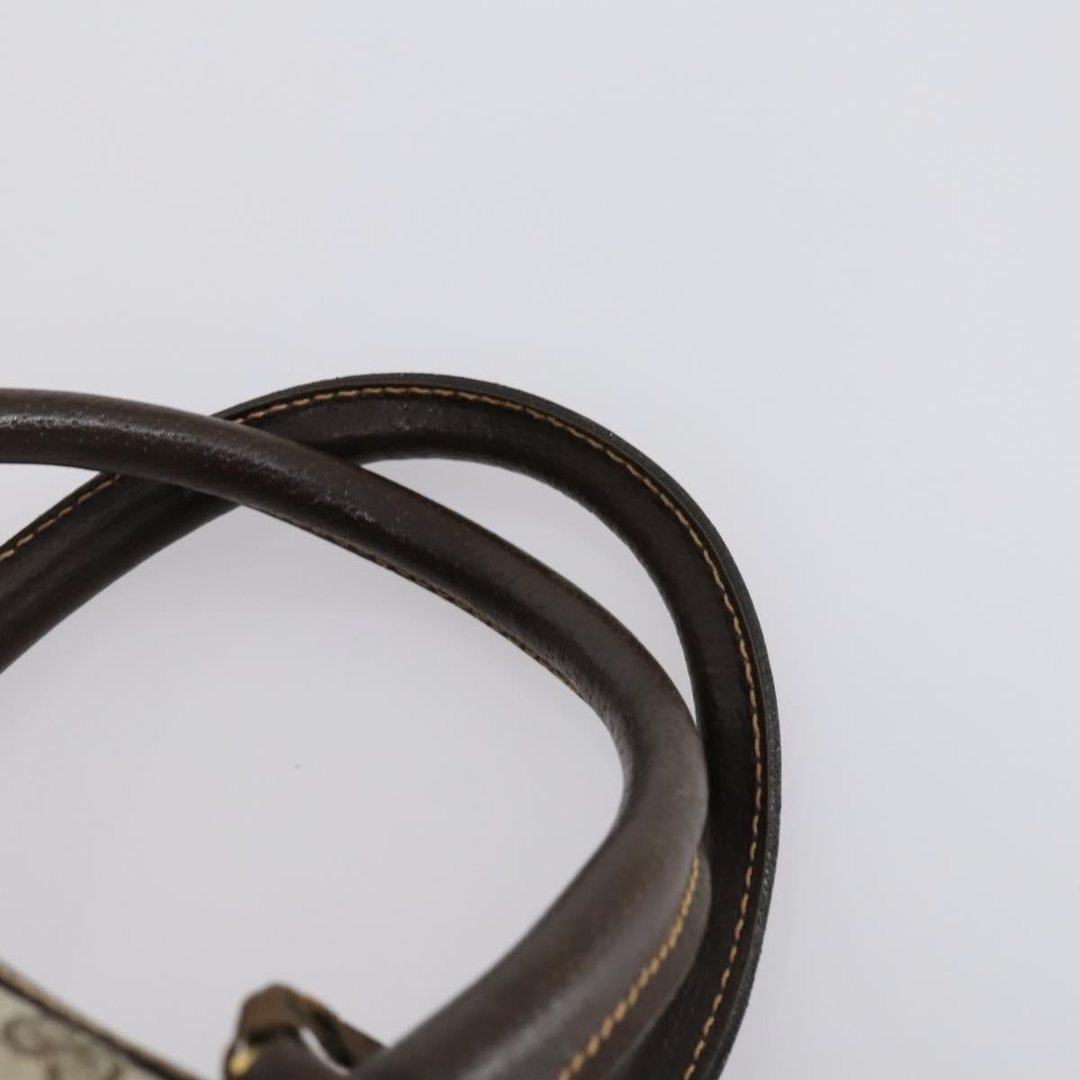 GUCCI GG Supreme Web Sherry Line Boston Bag PVC Beige Gold Auth 150574