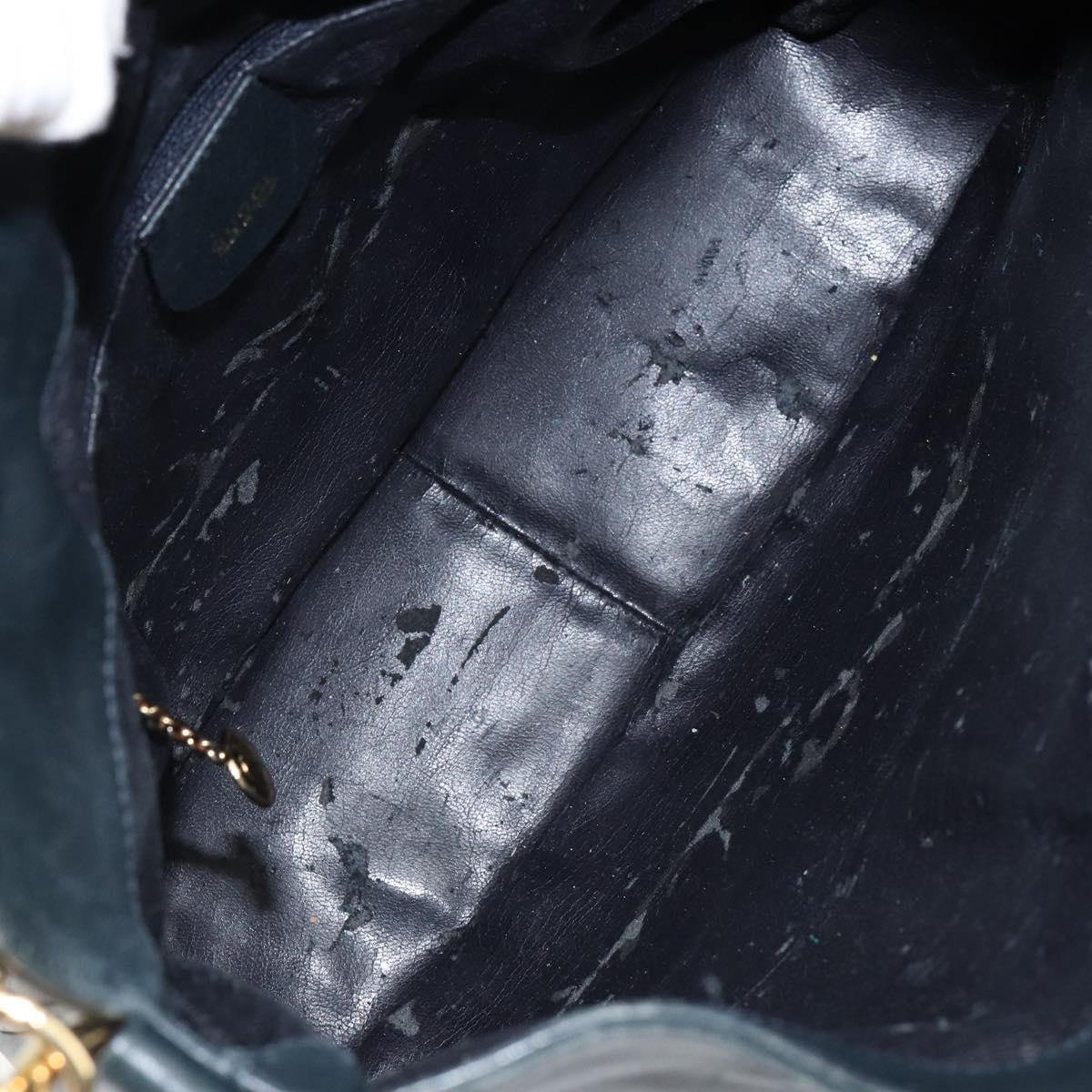 GUCCI Bamboo Hand Bag Leather Black Gold 001 3444 1638 Auth 150577