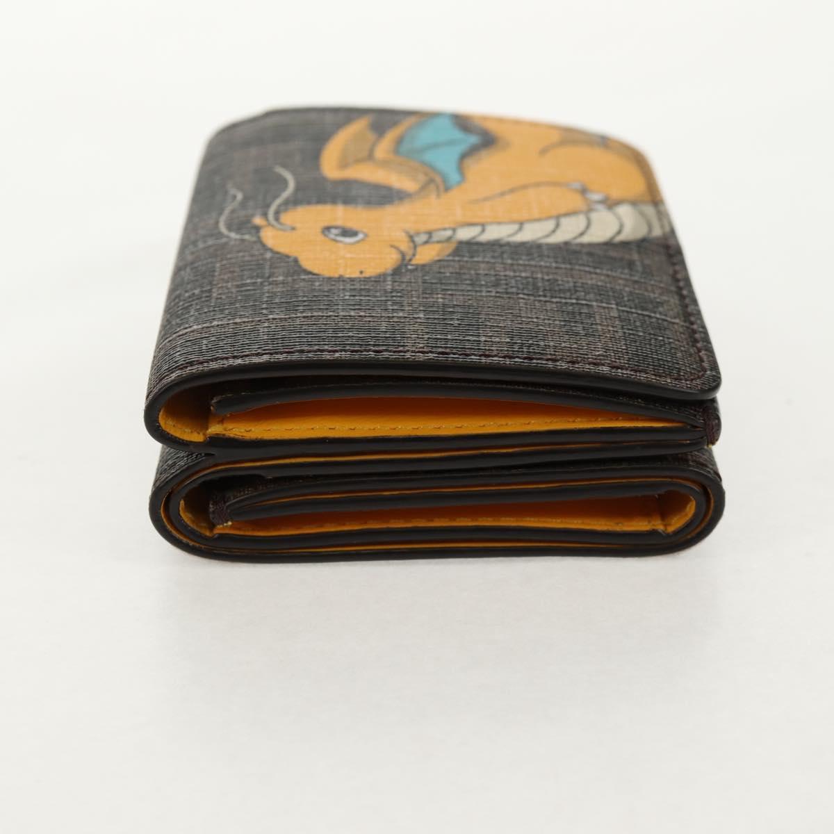 FENDI Zucca Canvas Compact Wallet PVC FENDI x FRGMT x POKMON Black Auth 150605M