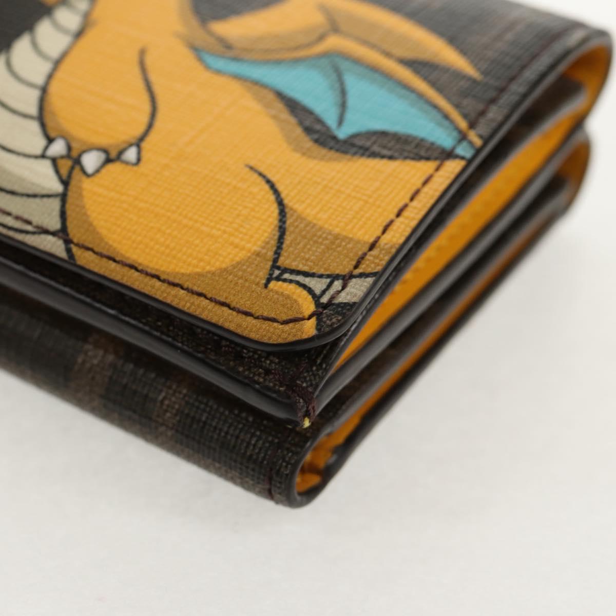 FENDI Zucca Canvas Compact Wallet PVC FENDI x FRGMT x POKMON Black Auth 150605M