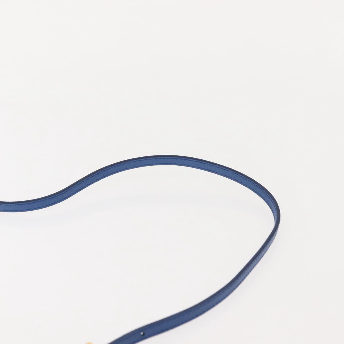 PRADA Shoulder Bag Nylon Blue Gold Auth 150608A